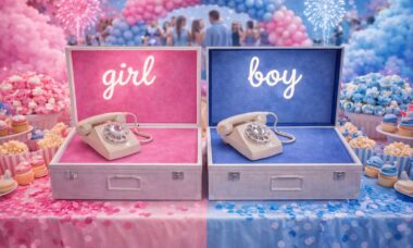 Bijzondere neonbox van het baby-audiogastenboek.