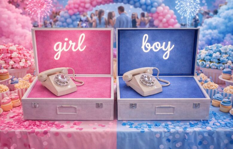 Bijzondere neonbox van het baby-audiogastenboek.